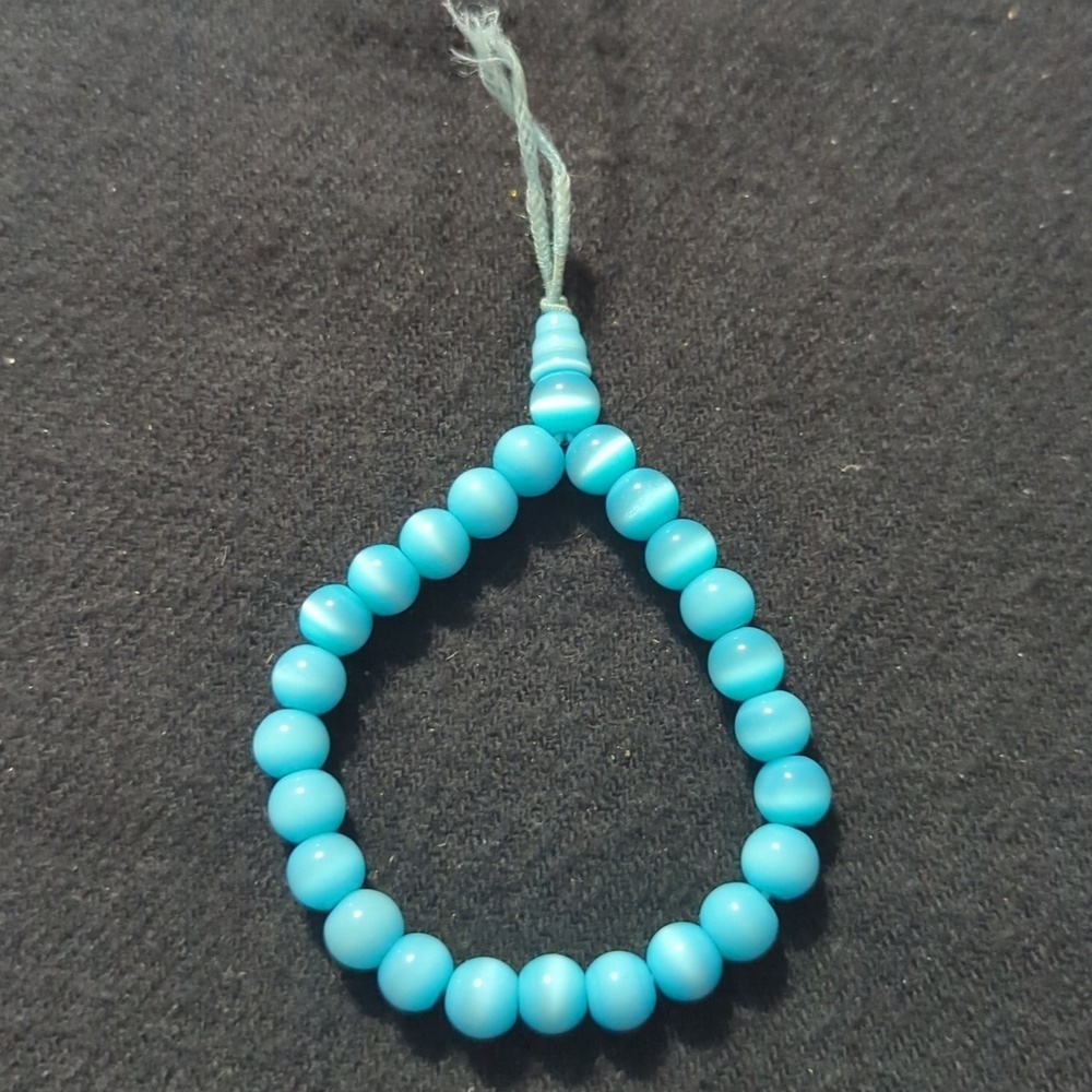 Pastel Blue Cat's Eye Beaded Stretchy Elastic Statement Bracelet